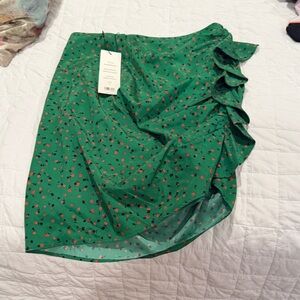 Veronica Beard Floral Green Ruffle Skirt brand new w tags